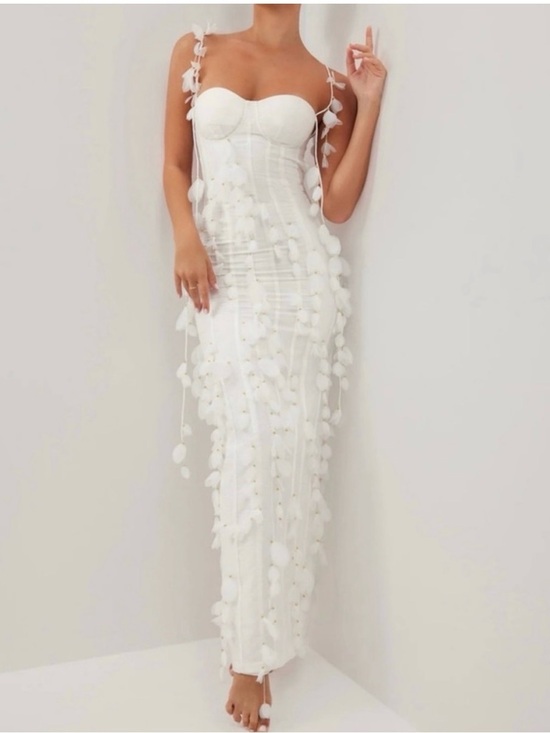 Heiress Beverly Hills Dresses & Skirts - White Maxi Dress with 3D Floral Appliqués
